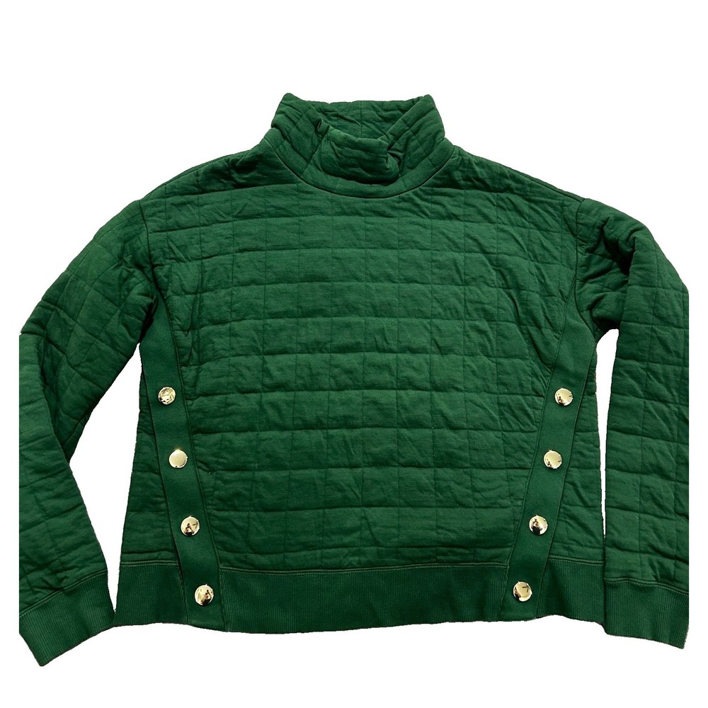 Tuckernuck Tnuck Women's XS Sport Quilted Wright Funnel Neck Green Pullover